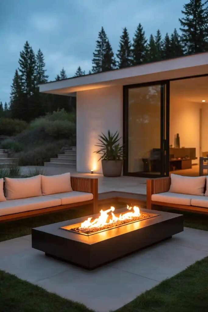 modern backyard fire pit centerpiece