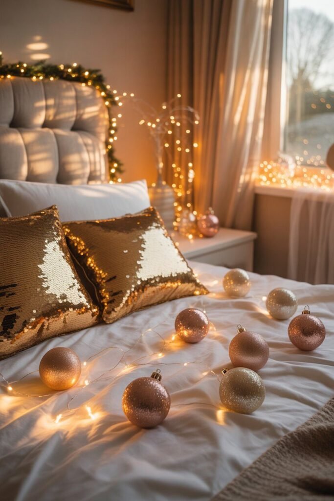 Dreamy bedroom for Christmas 17 sparkle décor dreamy bedroom for Christmas