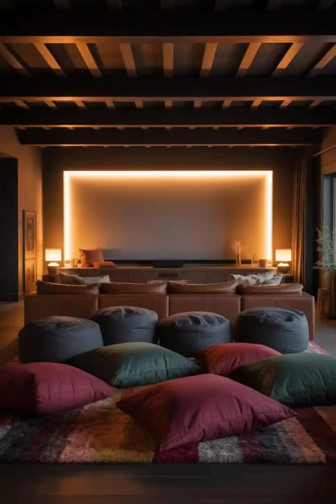 Cozy indoor movie theater setup 7 seating cozy indoor movie theater setup