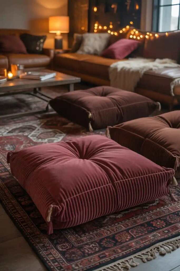 Cozy indoor movie theater setup 9 floor cushions cozy indoor movie theater setup