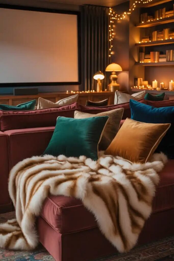Cozy indoor movie theater setup 16 plush textures cozy indoor movie theater setup