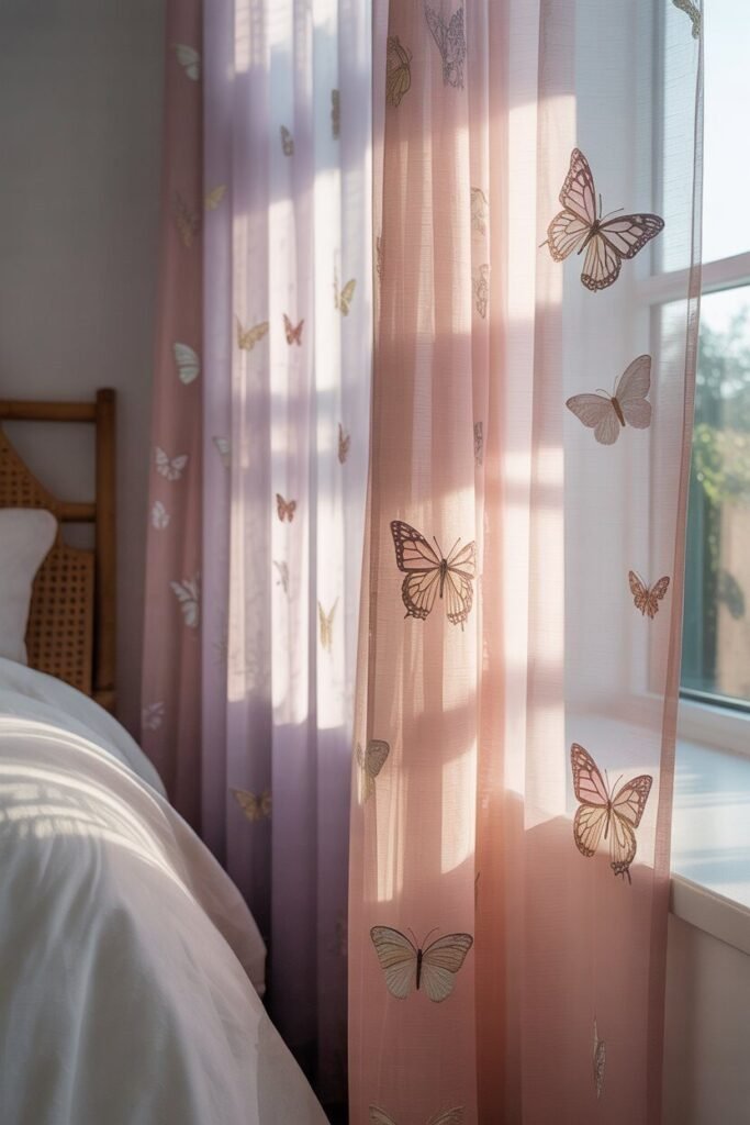 Butterfly-themed bedroom ideas 7 butterfly-themed bedroom sheer curtains
