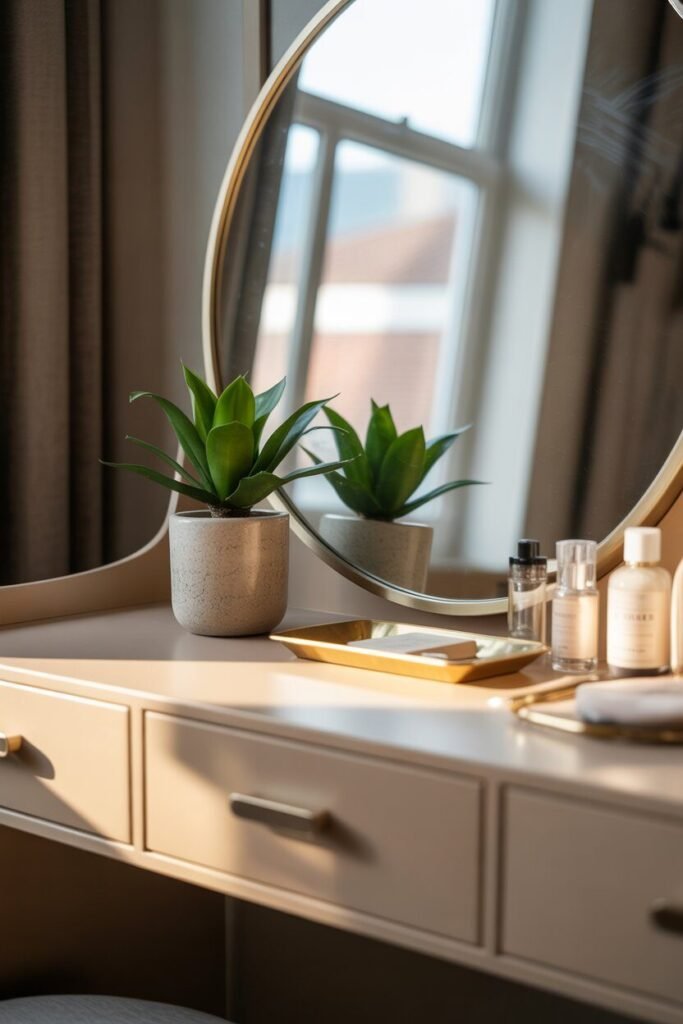  luxurious vanity setup greenery touch