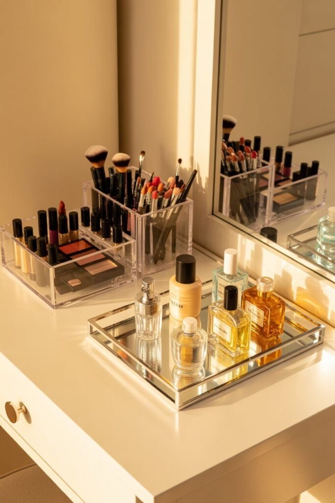 luxurious vanity setup acrylic decor