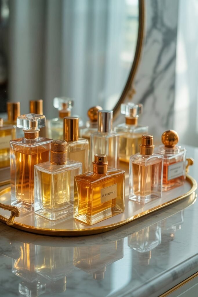  luxurious vanity setup perfume tray