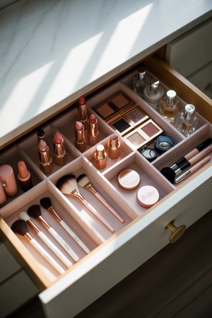 luxurious vanity setup drawer dividers