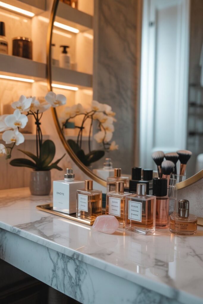 luxurious vanity setup daily items