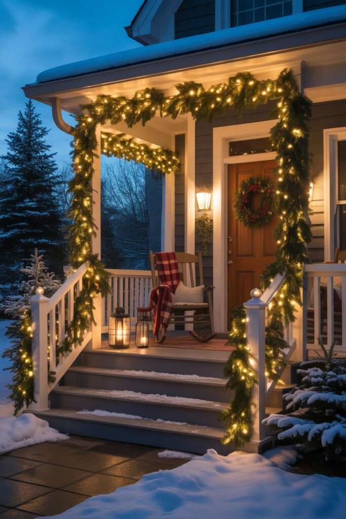 Outdoor yard ideas for Christmas 3 porch garland outdoor yard ideas for Christmas