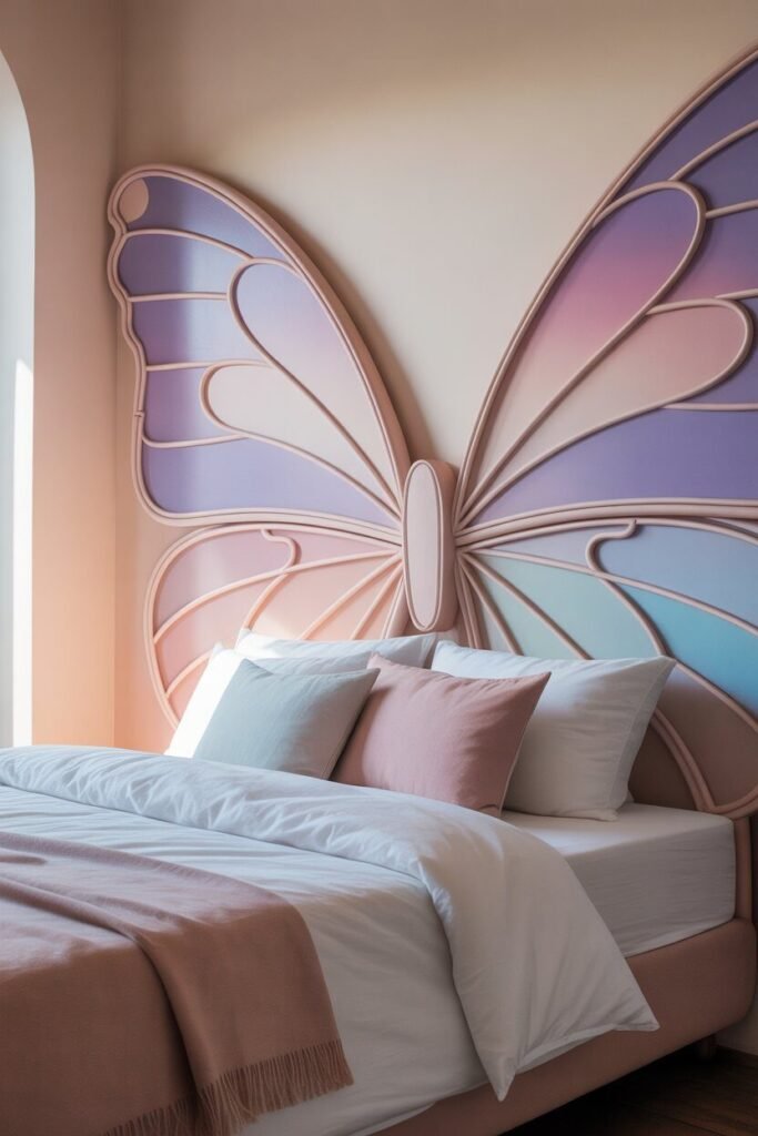 Butterfly-themed bedroom ideas 2 butterfly-themed bedroom headboard pastel