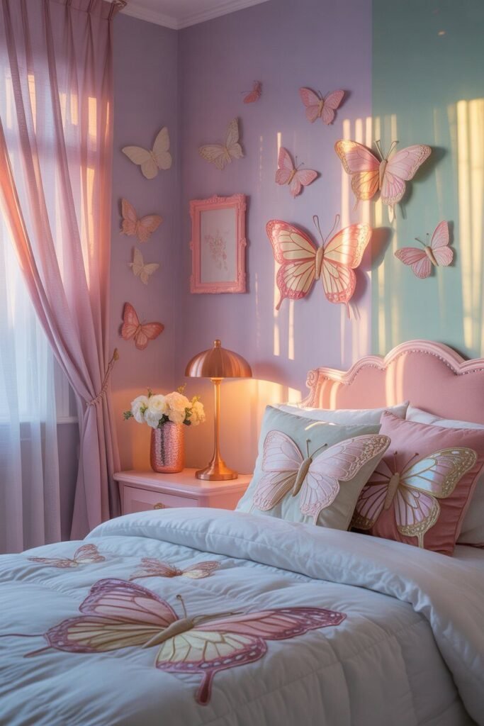 Butterfly-themed bedroom ideas 13 butterfly-themed bedroom metallic accents