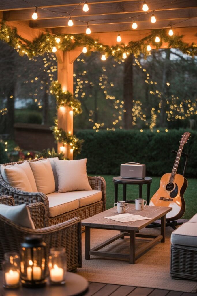 Luxury christmas patio design 19 luxury Christmas patio music setup