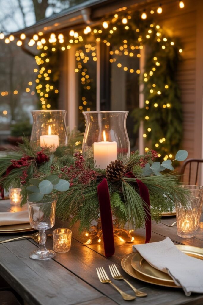 Luxury christmas patio design 22 luxury Christmas patio table decor