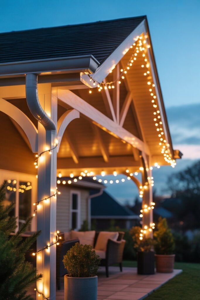 Luxury christmas patio design 23 luxury Christmas patio roof lights