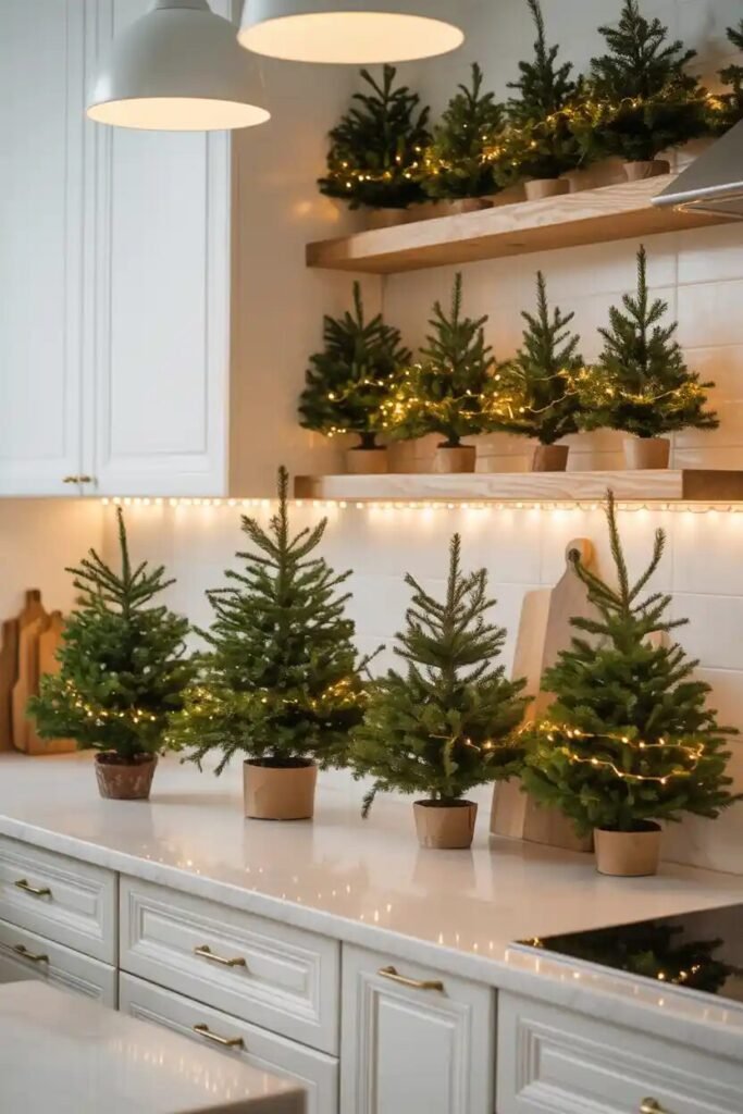 Beautifully decorated Christmas kitchen 13 mini trees beautifully decorated Christmas kitchen