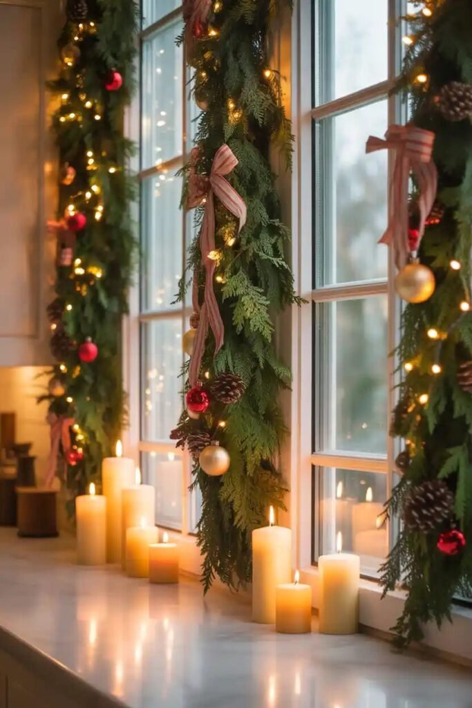 Beautifully decorated Christmas kitchen 16 window decor beautifully decorated Christmas kitchen