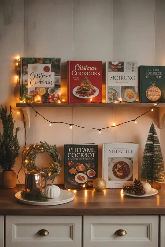 Beautifully decorated Christmas kitchen 20 cookbooks beautifully decorated Christmas kitchen