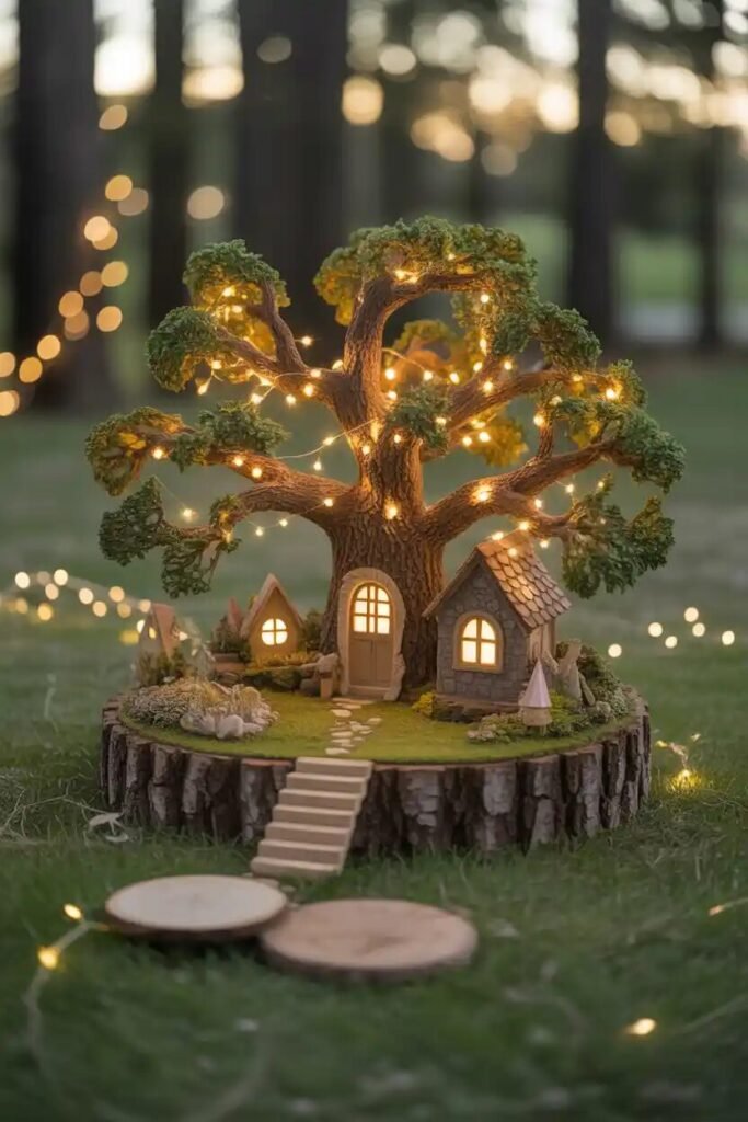 magical fairy garden scene centerpiece