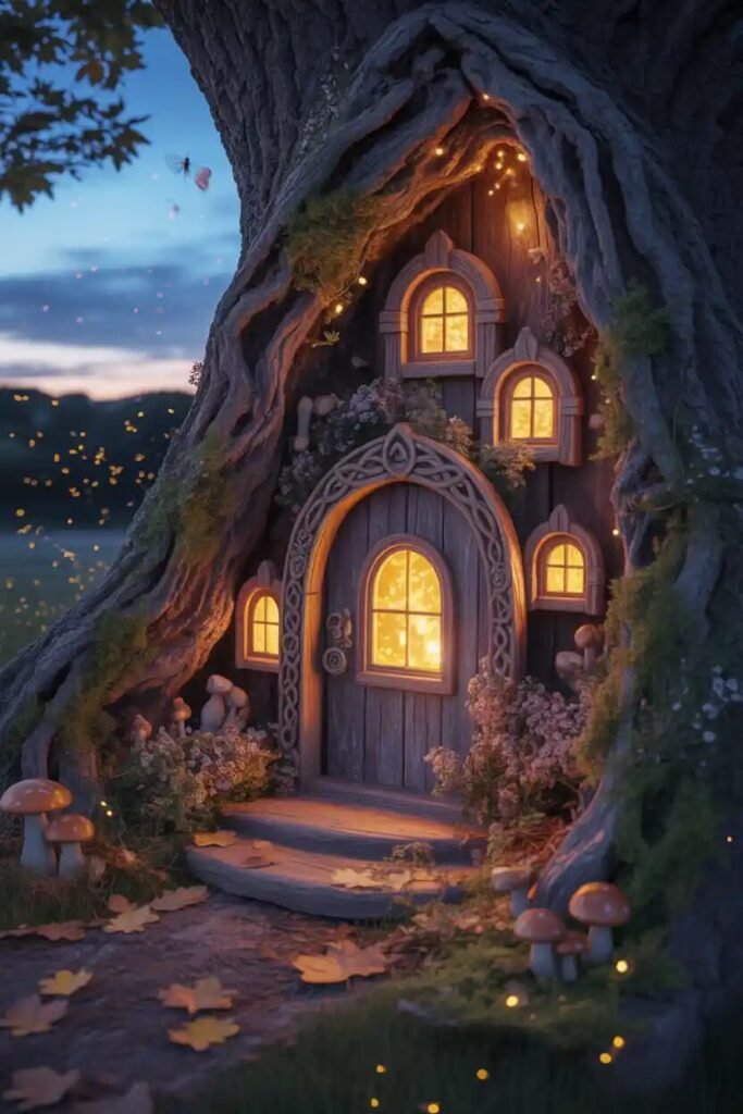 magical fairy garden scene windows