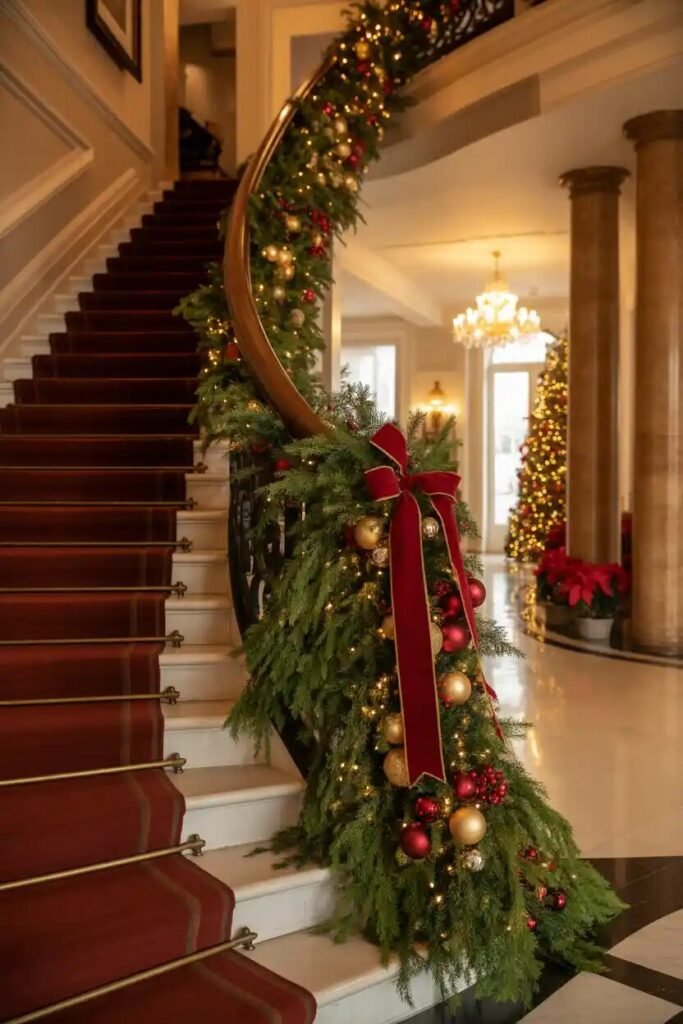 red carpet christmas foyer