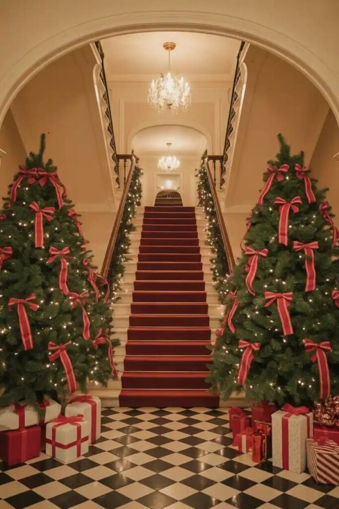 christmas trees luxury foyer