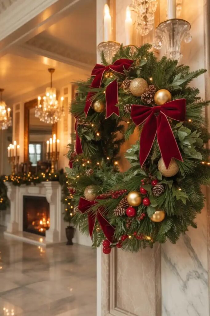wreath luxury christmas foyer