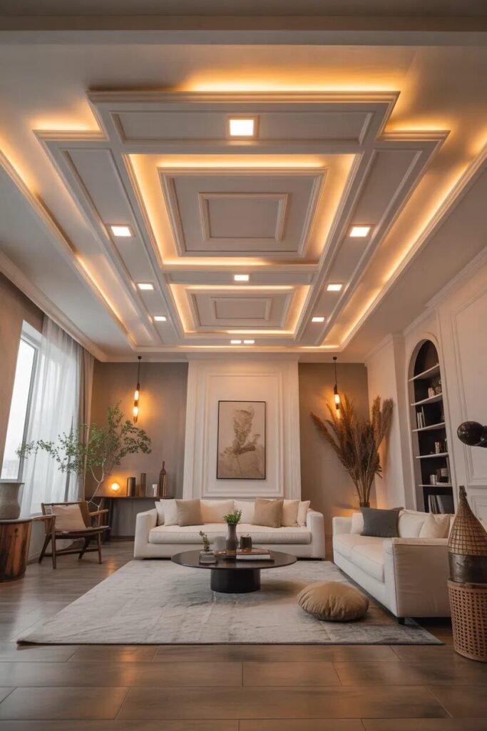 layered gypsum ceiling design ideas living room