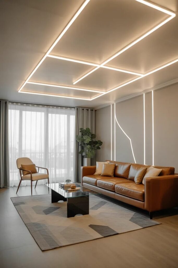 LED gypsum ceiling design ideas living room