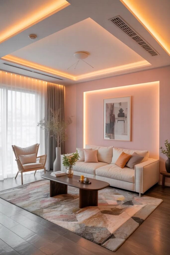 colored gypsum ceiling design ideas living room