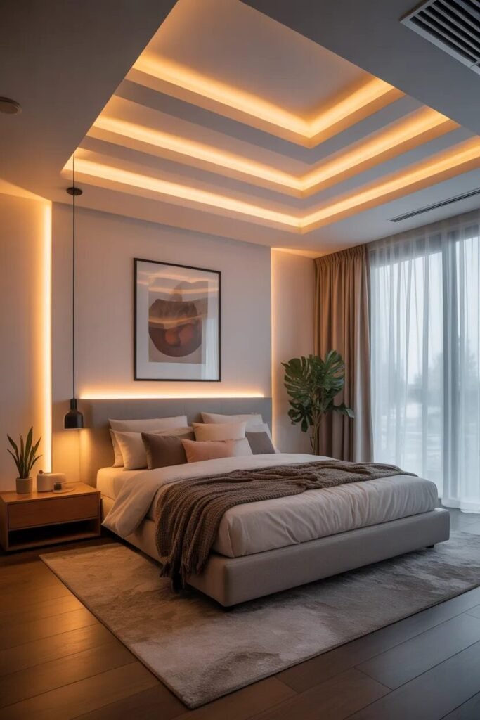 tray fall ceiling bedroom