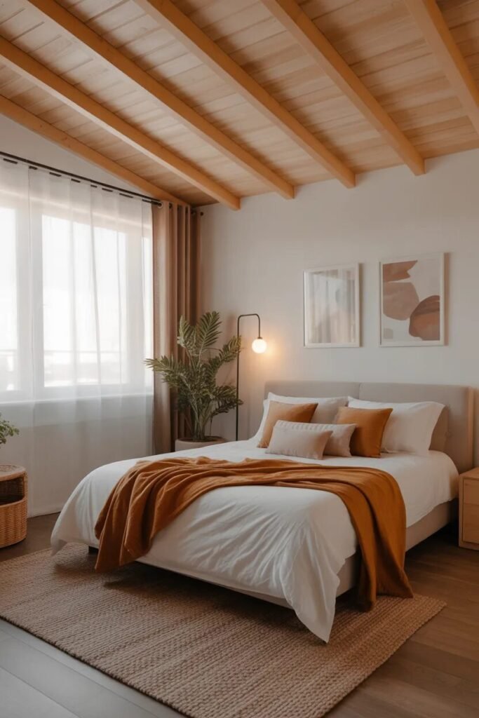 wooden fall ceiling bedroom