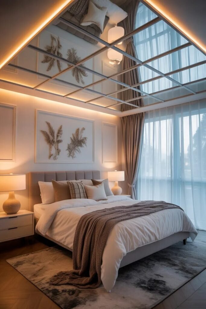 mirror fall ceiling bedroom