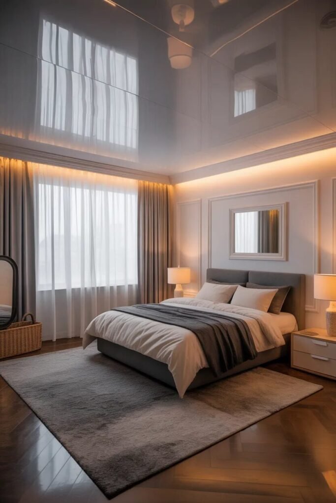 glossy fall ceiling bedroom