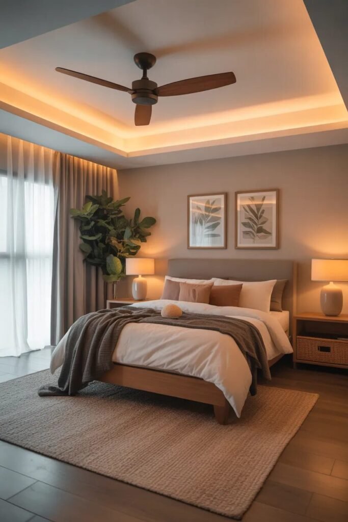 fan fall ceiling bedroom