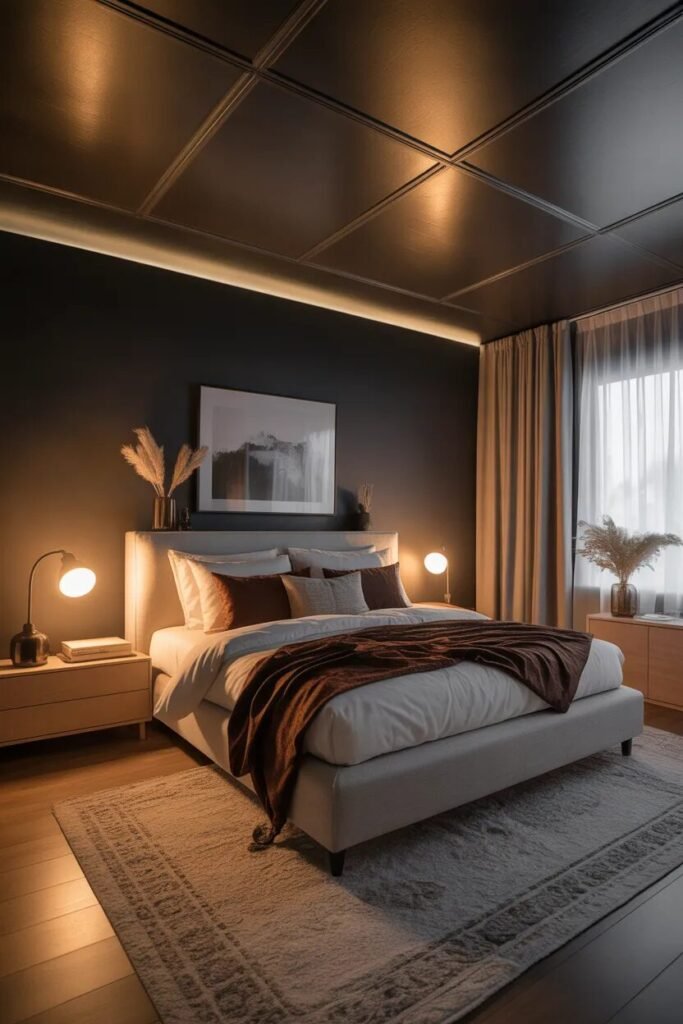  black fall ceiling bedroom