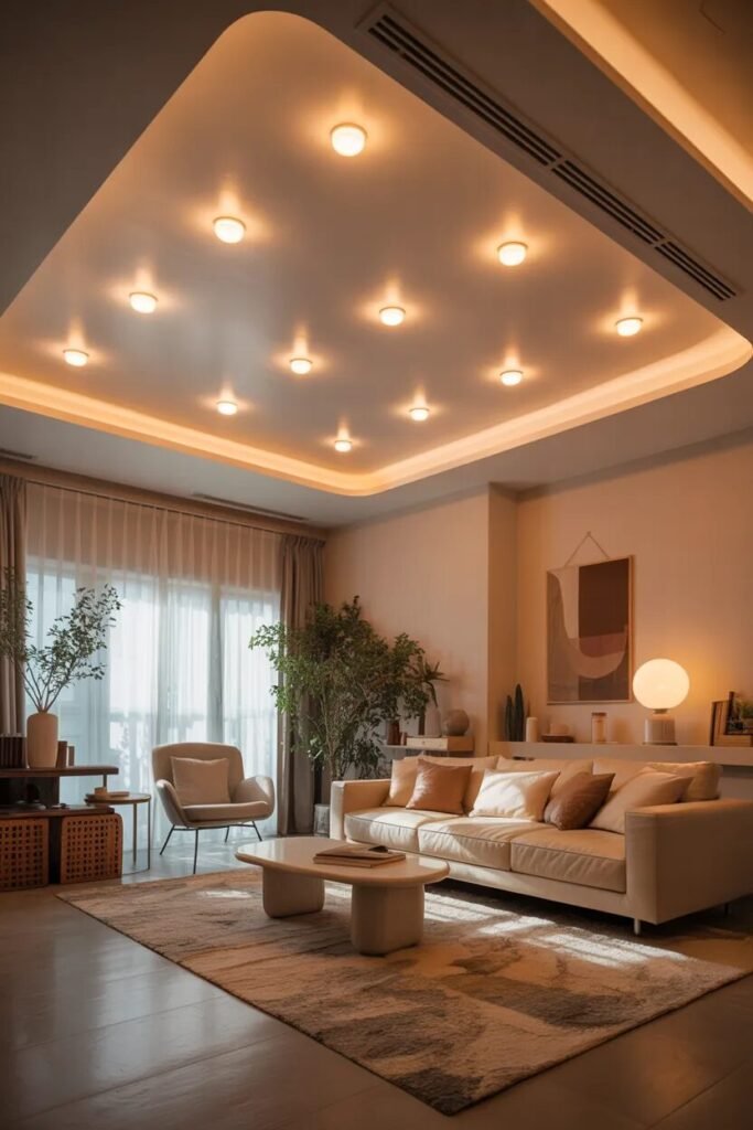 recessed gypsum ceiling design ideas living room