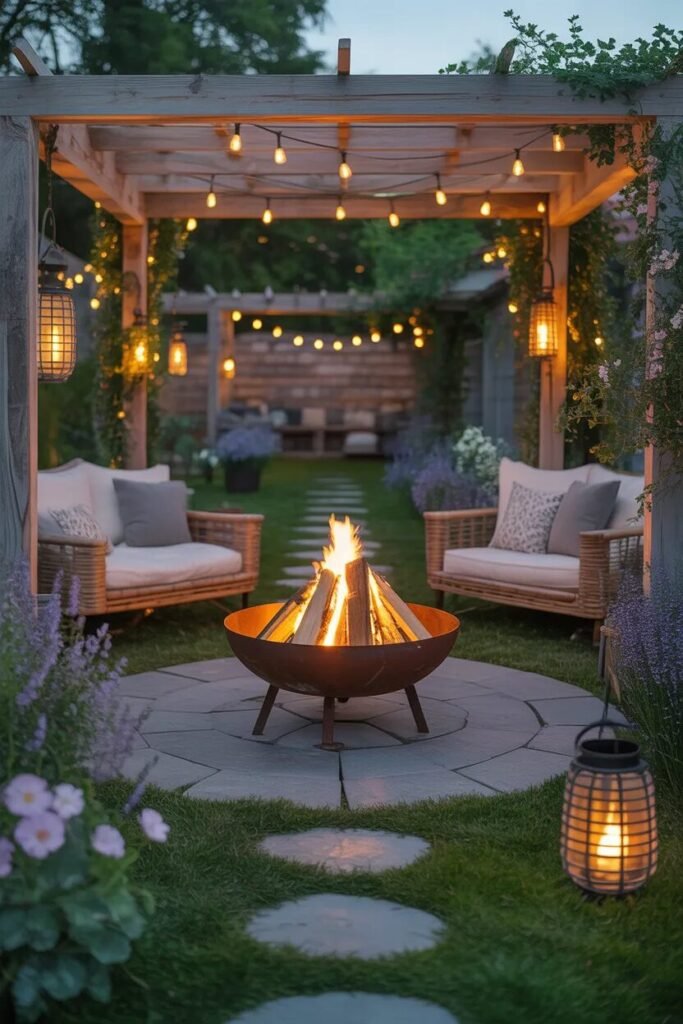 rustic garden decor ideas fire pit