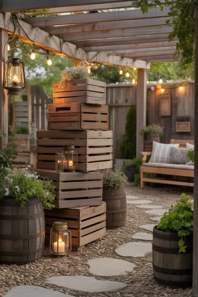  rustic garden decor ideas crates