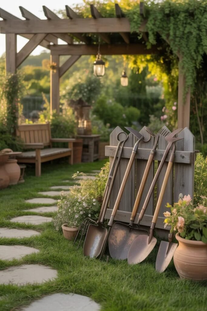 rustic garden decor ideas tools