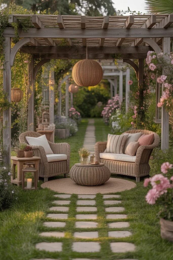 rustic garden decor ideas wicker