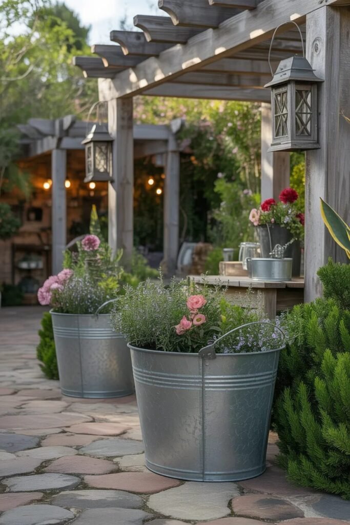  rustic garden decor ideas buckets