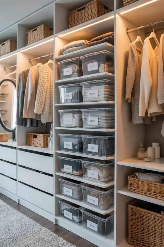 closet organization ideas storage bins