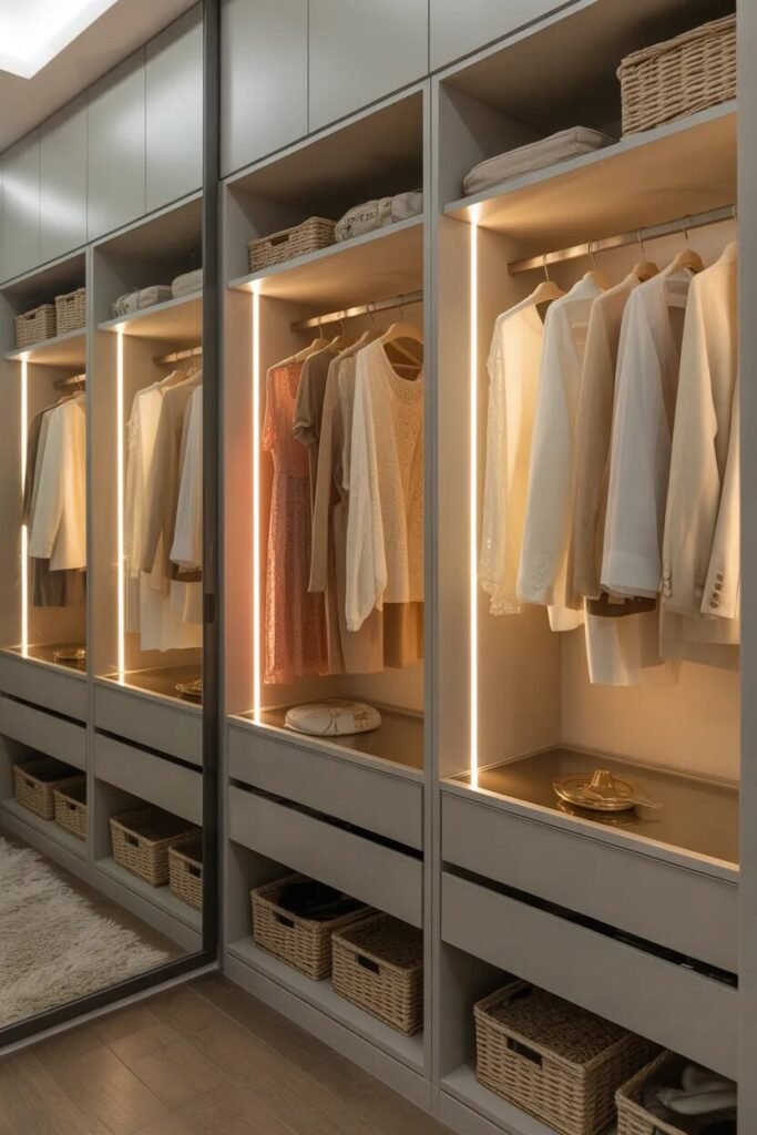 closet organization ideas lighting