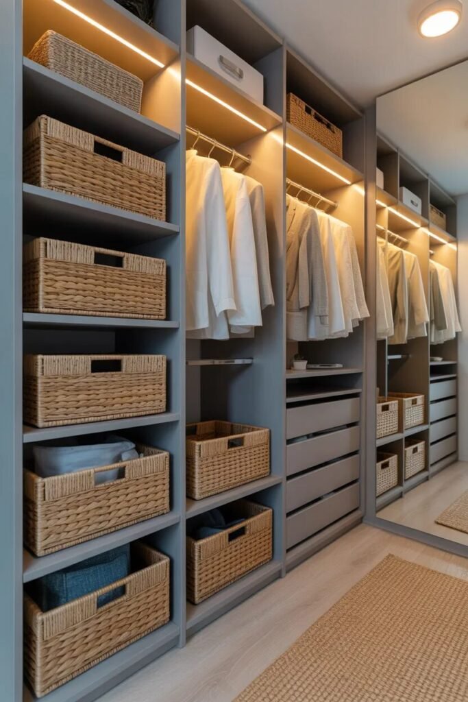 closet organization ideas baskets