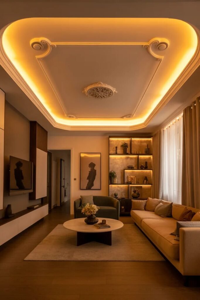 cove gypsum ceiling design ideas living room
