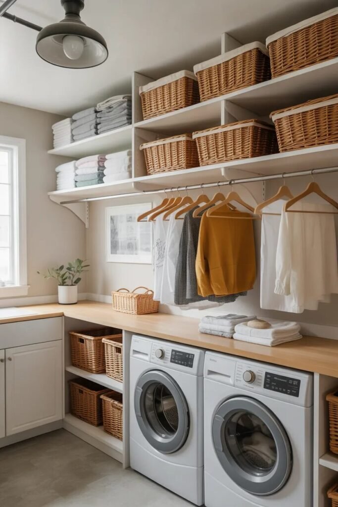 17 small laundry room ideas 13 under shelf small laundry room ideas