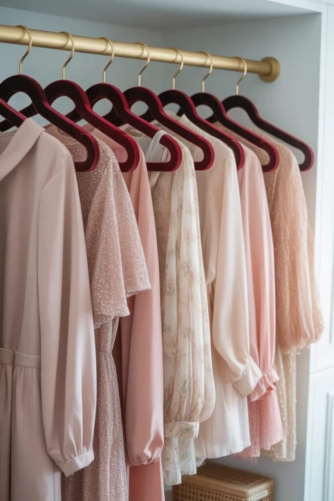 matching hangers feminine closet ideas