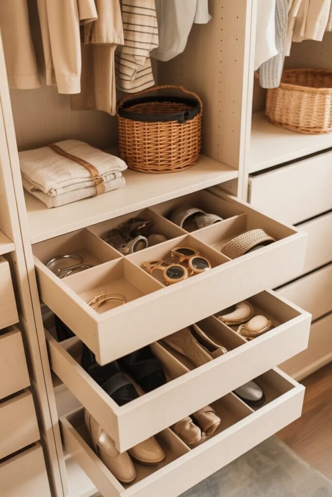 pull bins feminine closet ideas