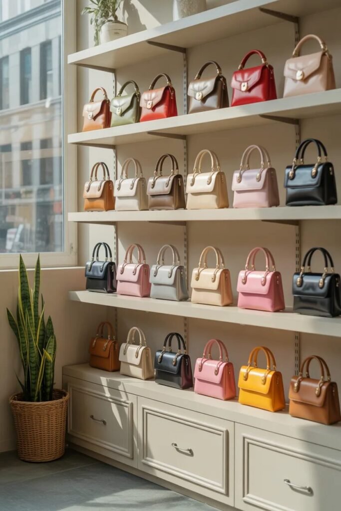 handbag display feminine closet ideas