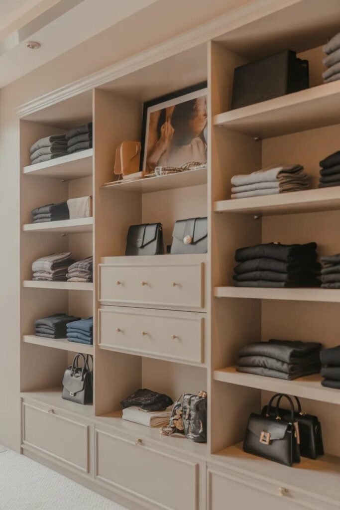 open shelves feminine closet ideas