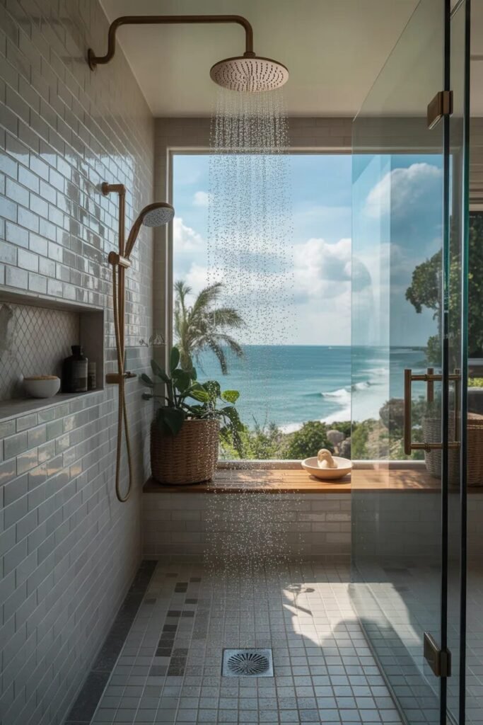 walk-in shower luxury bathroom decor